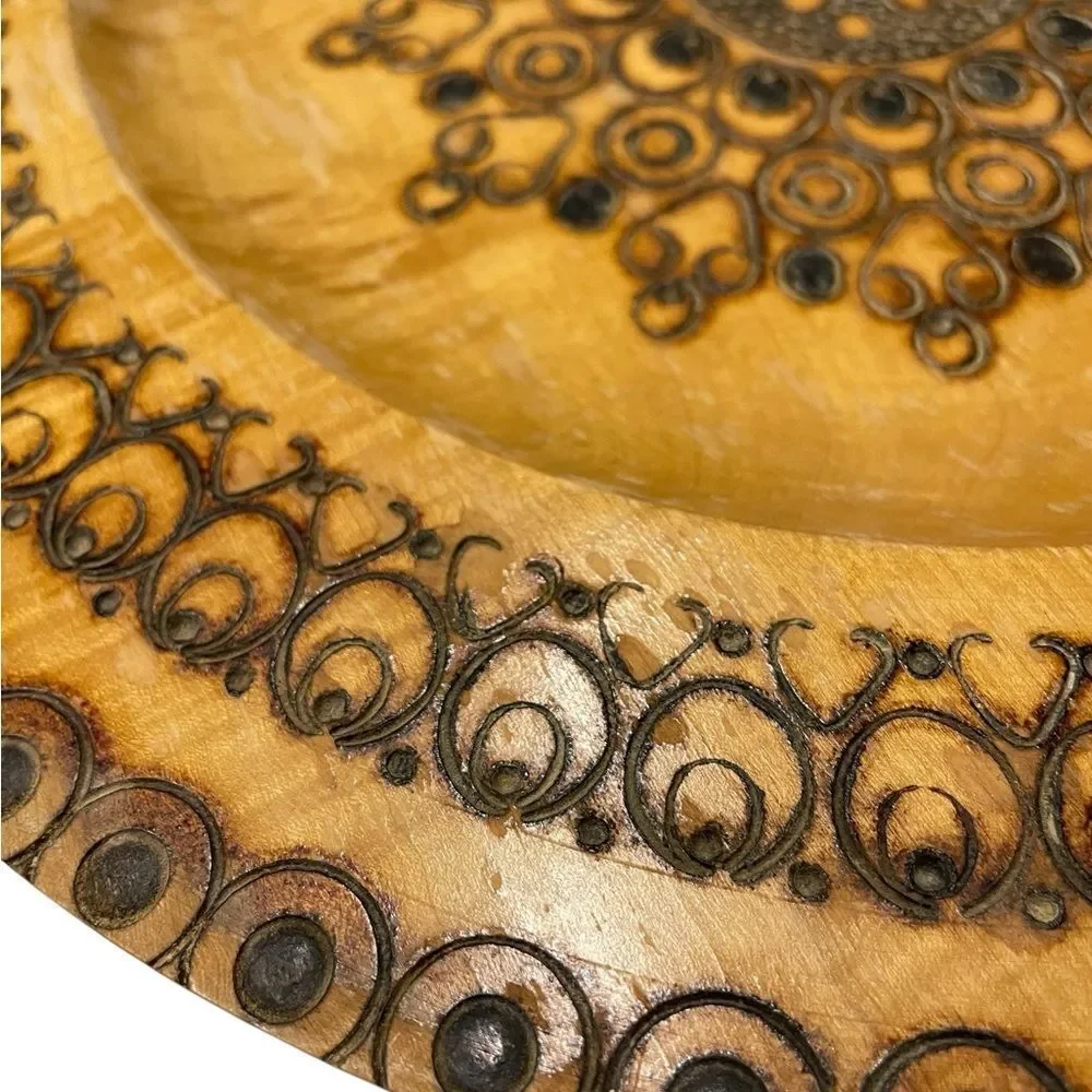 POLSKA Decorative Carved Wood Plate 13